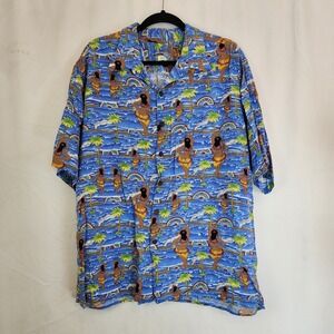 Vtg Reyn Spooner Shirt XXL Hawaiian Hula Girls Tropical Beach Vacation Resort